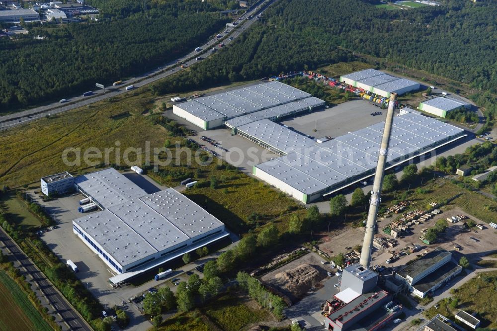 Aerial photograph Ludwigsfelde - View at the site of the business park Brandenburg Park in Ludwigsfelde in the federal state of Brandenburg. It is operarted by the Brandenburg Park Immobilien GmbH