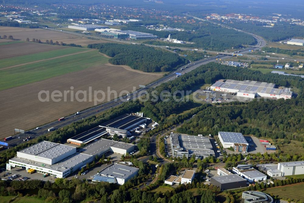 Aerial photograph Ludwigsfelde - View at the site of the business park Brandenburg Park in Ludwigsfelde in the federal state of Brandenburg. It is operarted by the Brandenburg Park Immobilien GmbH