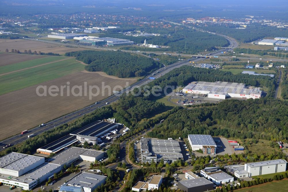 Ludwigsfelde from above - View at the site of the business park Brandenburg Park in Ludwigsfelde in the federal state of Brandenburg. It is operarted by the Brandenburg Park Immobilien GmbH