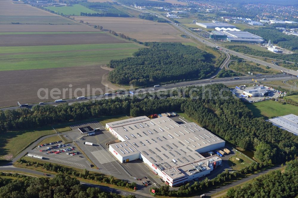 Ludwigsfelde from above - View at the site of the business park Brandenburg Park in Ludwigsfelde in the federal state of Brandenburg. It is operarted by the Brandenburg Park Immobilien GmbH