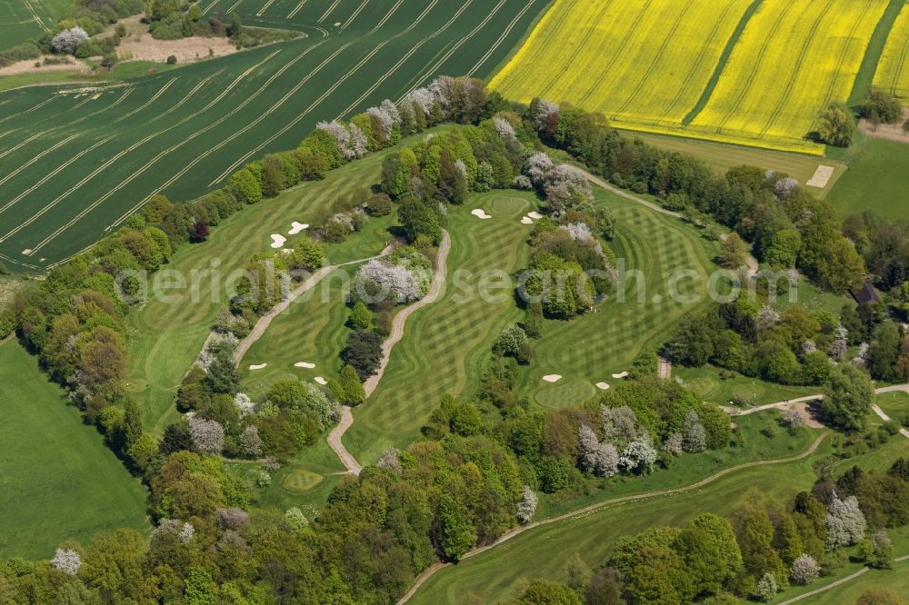 Aerial photograph Düsseldorf OT Hubbelrath - Boundaries of the golf course of the Golf Club Hubbelrath in Dusseldorf in North Rhine-Westphalia