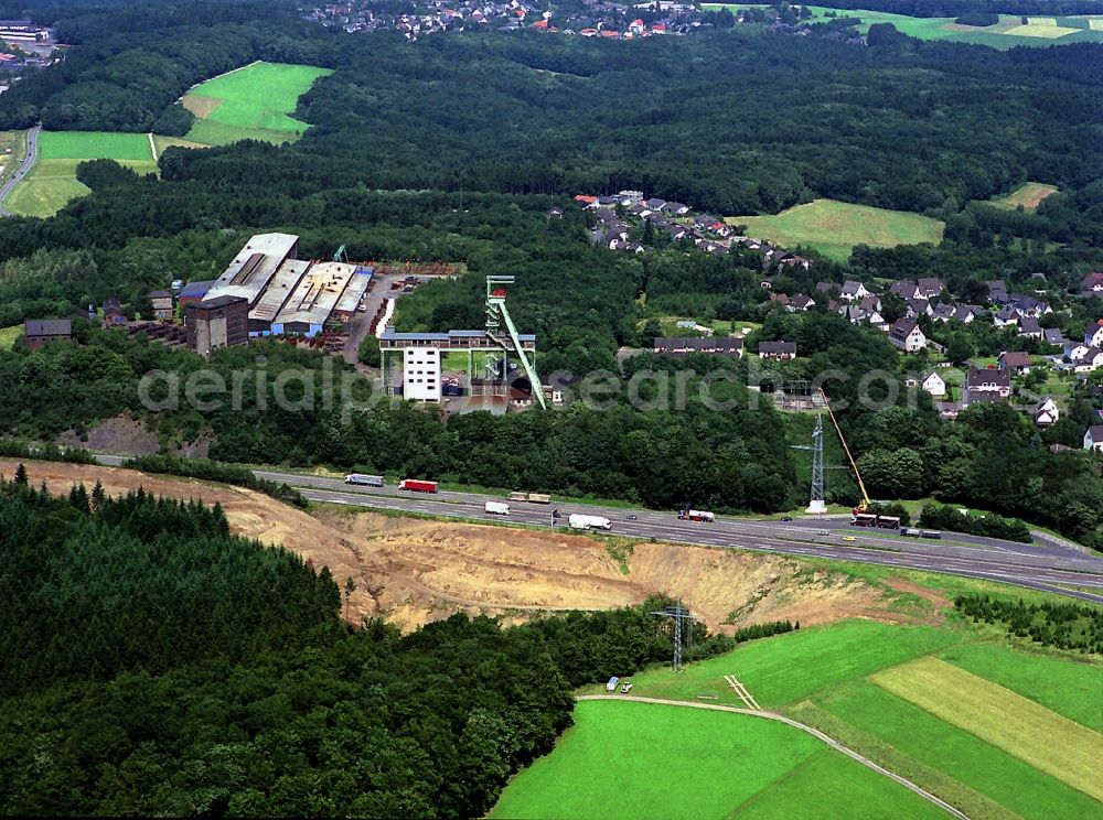 Willroth from the bird's eye view: Site of mine George, an iron ore mine in the municipality Willroth in Rhineland-Palatinate