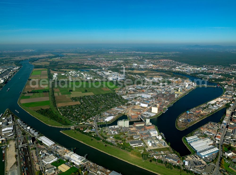 Aerial photograph Mannheim - Site of the port State of Mannheim Rhein Neckar Port of Mannheim GmbH (HGM) in Mannheim in Baden-Württemberg