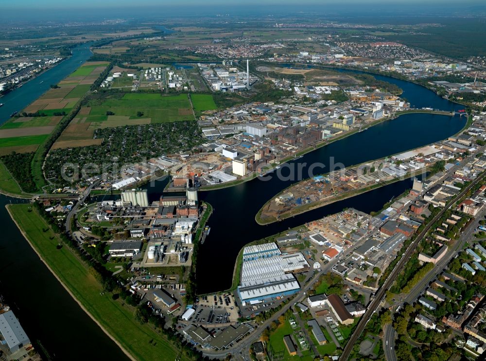 Aerial photograph Mannheim - Site of the port State of Mannheim Rhein Neckar Port of Mannheim GmbH (HGM) in Mannheim in Baden-Württemberg