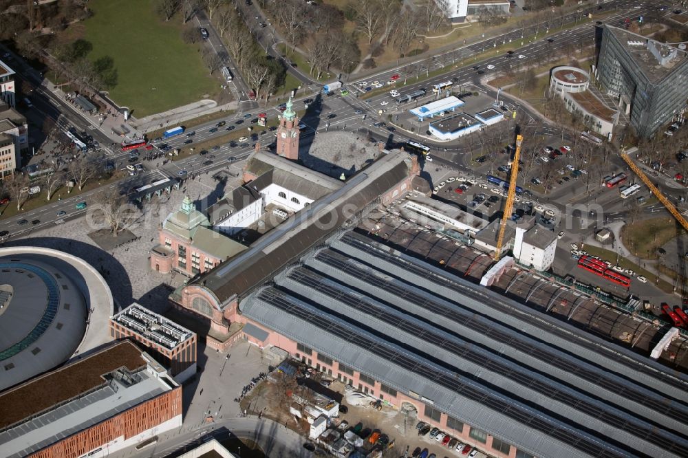 Aerial image Wiesbaden - Grounds at the main station of the Deutsche Bahn in Wiesbaden in Hesse