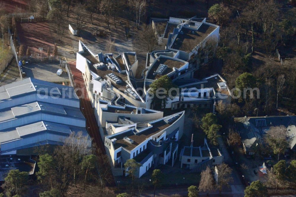 Berlin from above - Site of Heinz Galinski School at Waldschulallee in Berlin - Charlottenburg. The Jewish school is a fully accredited Wolfgang Gerbere elementary school of the Jewish Community of Berlin