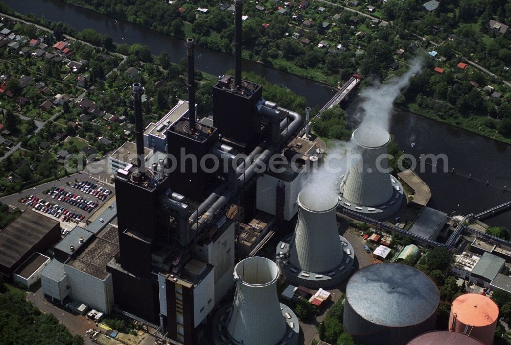 Aerial photograph Berlin - Construction on the power plant expansion Berlin light field on the Teltow Canal in Berlin