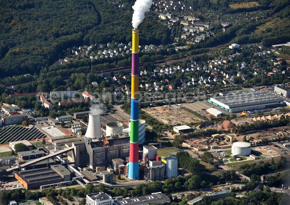 Chemnitz from the bird's eye view: Area of the power station Chemnitz at Dammweg in Chemnitz in Saxony