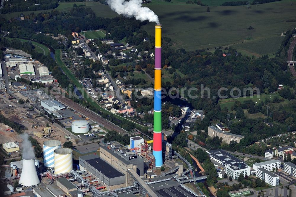 Aerial image Chemnitz - Area of the power station Chemnitz at Dammweg in Chemnitz in Saxony