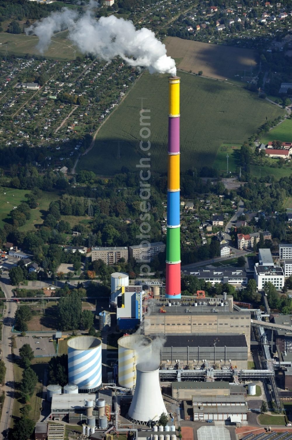 Chemnitz from above - Area of the power station Chemnitz at Dammweg in Chemnitz in Saxony