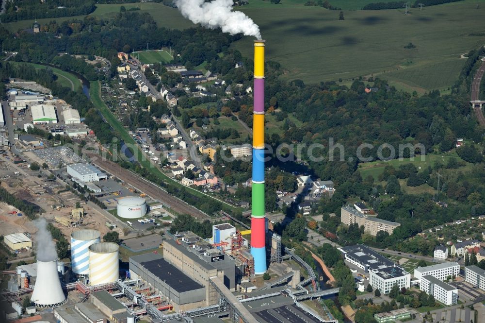 Chemnitz from above - Area of the power station Chemnitz at Dammweg in Chemnitz in Saxony