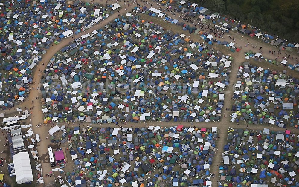 Aerial photograph Großpösna - View at the Area of the Higfield Festival, the most important Independent Rock estival in east germany riparian Lake stoermthal near Grosspoesna, saxony