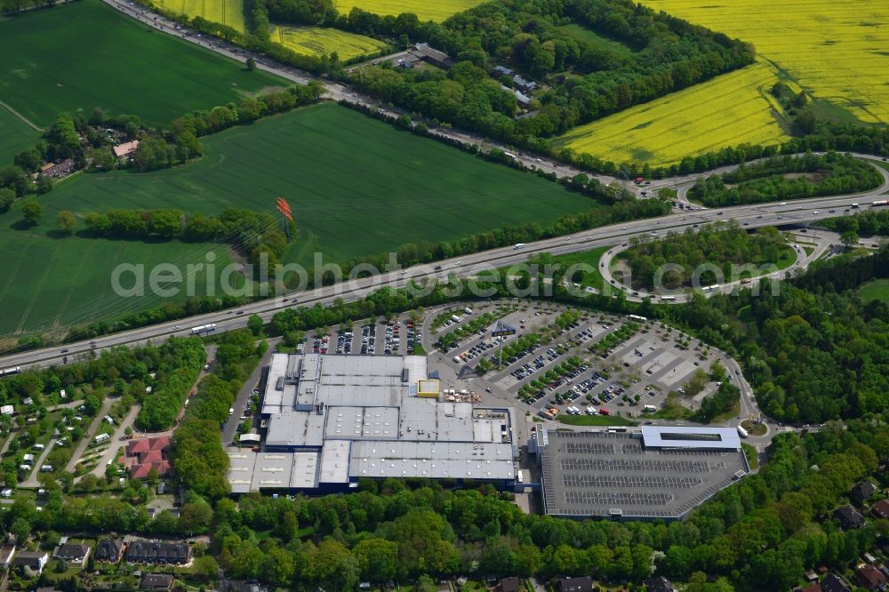 Aerial image Hamburg Schnelsen - Grounds of the IKEA furniture store and furniture store on the motorway BAB A7 Schnelsen - Nord in Hamburg