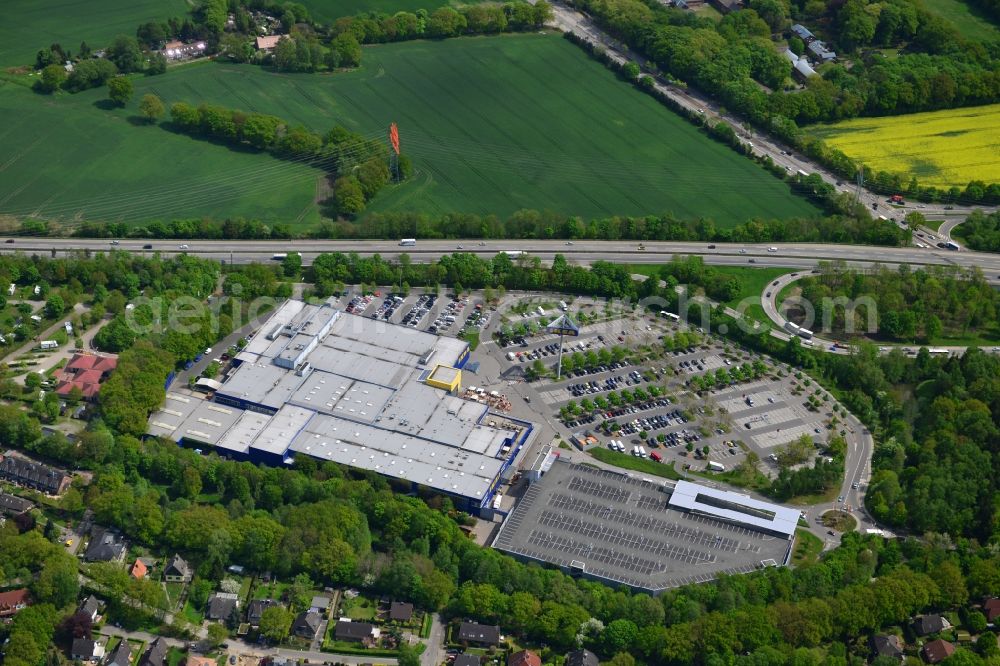 Hamburg Schnelsen from above - Grounds of the IKEA furniture store and furniture store on the motorway BAB A7 Schnelsen - Nord in Hamburg