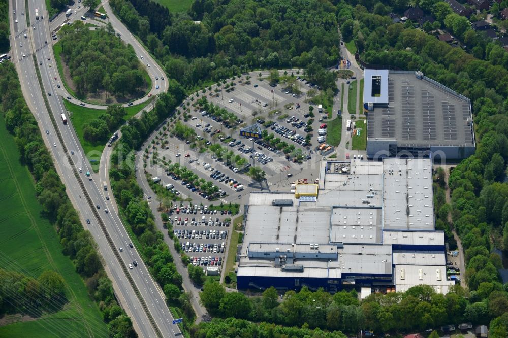 Hamburg Schnelsen from above - Grounds of the IKEA furniture store and furniture store on the motorway BAB A7 Schnelsen - Nord in Hamburg