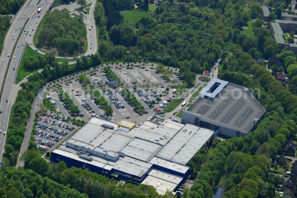 Aerial image Hamburg Schnelsen - Grounds of the IKEA furniture store and furniture store on the motorway BAB A7 Schnelsen - Nord in Hamburg