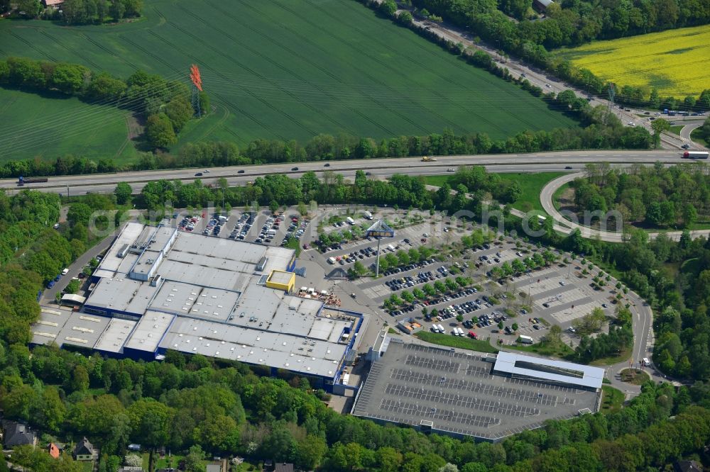 Hamburg Schnelsen from above - Grounds of the IKEA furniture store and furniture store on the motorway BAB A7 Schnelsen - Nord in Hamburg