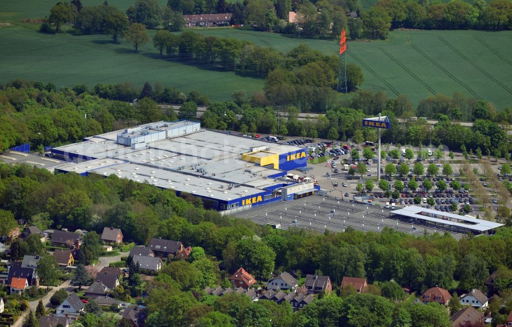 Aerial image Hamburg Schnelsen - Grounds of the IKEA furniture store and furniture store on the motorway BAB A7 Schnelsen - Nord in Hamburg