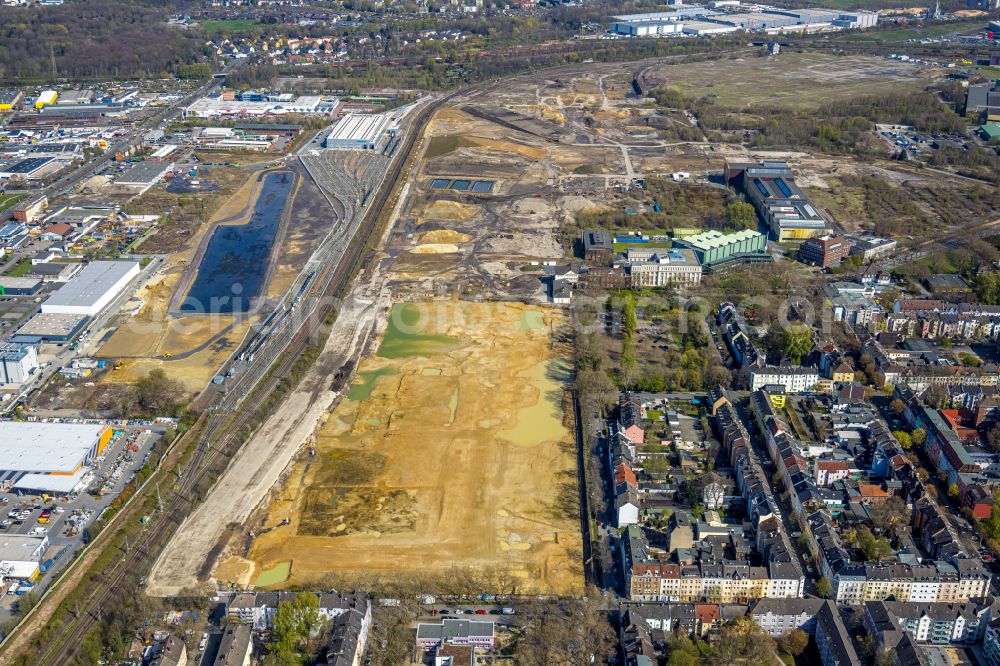 Dortmund from above - Site of the industrial ruins on Eberhardstrasse in the district of Westfalenhuette in Dortmund in the Ruhr area in the state North Rhine-Westphalia, Germany