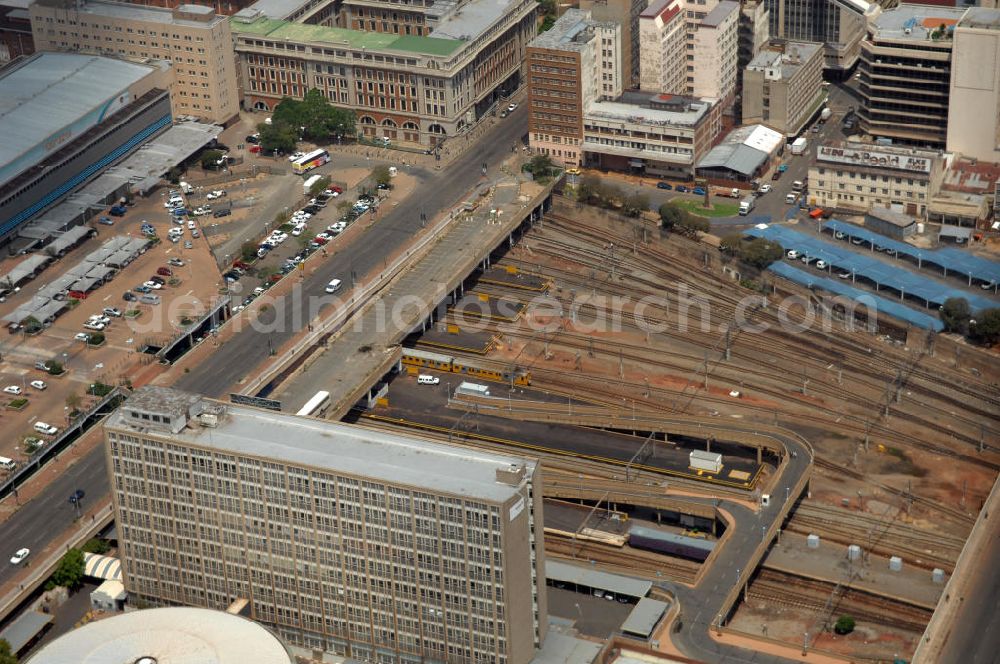 Aerial image JOHANNESBURG - The Johannesburg Park Station is the central railway station of Johannesburg and the largest station in Africa