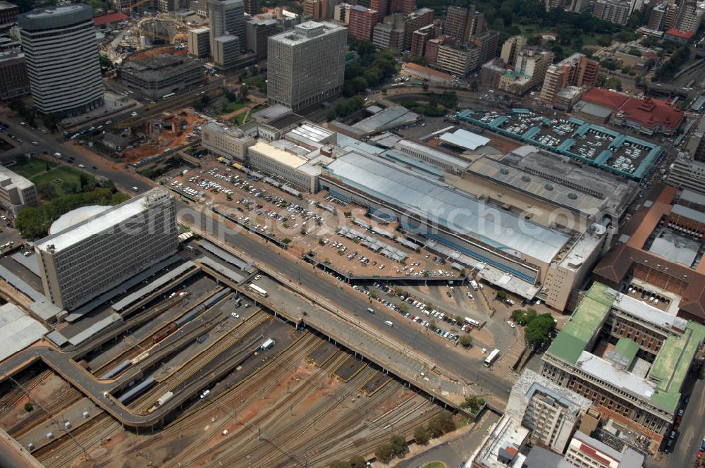 Aerial photograph JOHANNESBURG - The Johannesburg Park Station is the central railway station of Johannesburg and the largest station in Africa