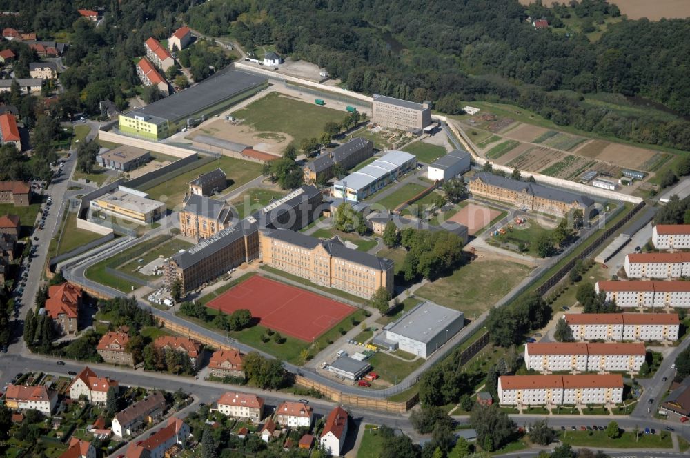 Aerial image Bautzen - Prison grounds and high security fence Prison in Bautzen in the state Saxony, Germany