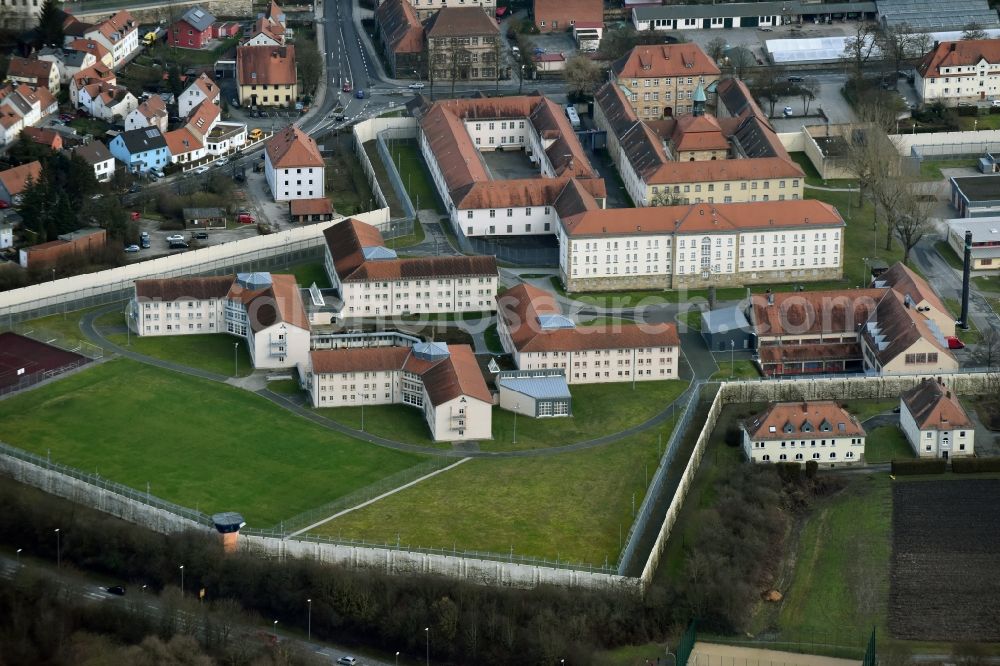 Bayreuth from above - Prison grounds and high security fence Prison in Bayreuth in the state Bavaria