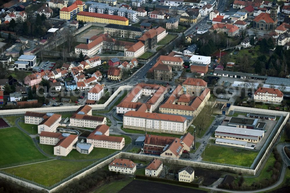 Aerial photograph Bayreuth - Prison grounds and high security fence Prison in Bayreuth in the state Bavaria