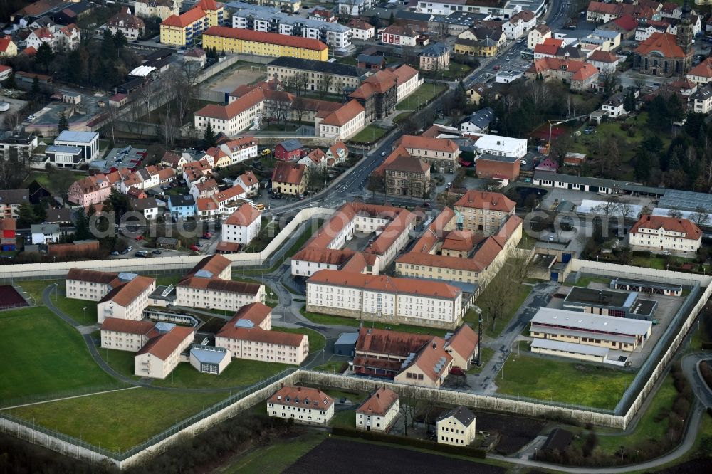 Bayreuth from above - Prison grounds and high security fence Prison in Bayreuth in the state Bavaria