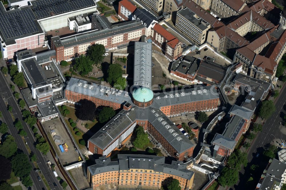 Berlin from above - Prison grounds and high security fence Prison Alt-Moabit in Berlin