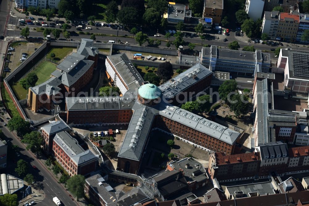 Berlin from above - Prison grounds and high security fence Prison Alt-Moabit in Berlin