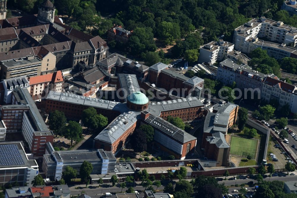 Berlin from above - Prison grounds and high security fence Prison Alt-Moabit in Berlin