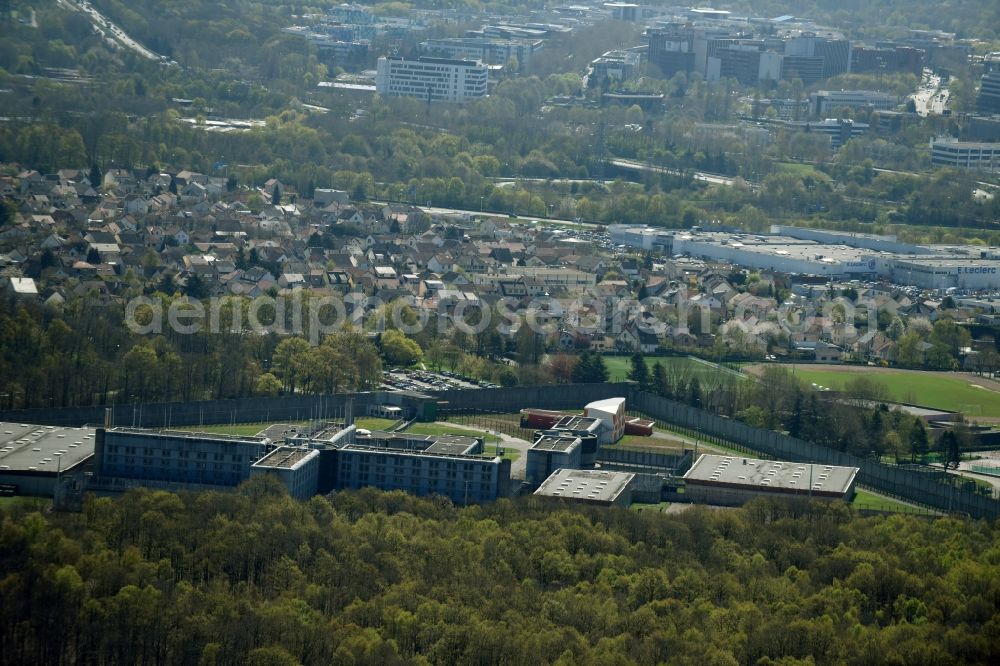 Aerial image Bois-d'Arcy - Prison grounds and high security fence Prison in Bois-d'Arcy in Ile-de-France, France