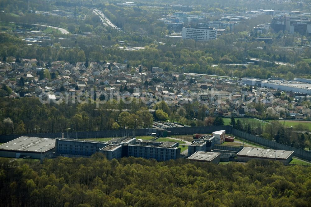 Aerial image Bois-d'Arcy - Prison grounds and high security fence Prison in Bois-d'Arcy in Ile-de-France, France