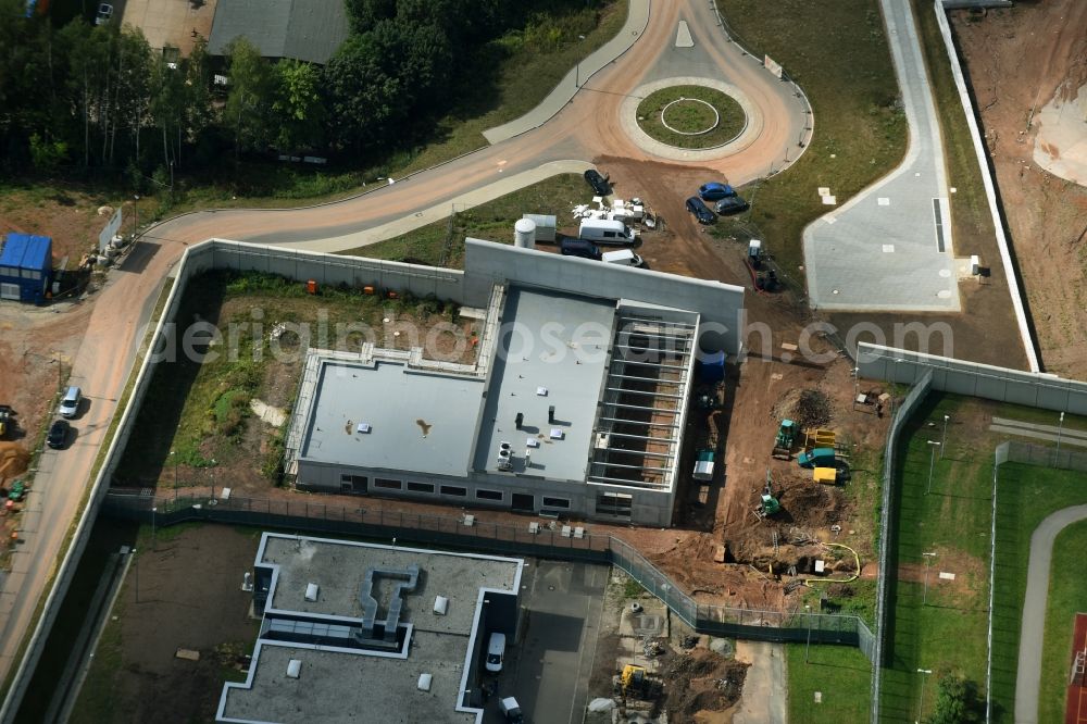 Chemnitz from above - Prison grounds and high security fence Prison in Chemnitz in the state Saxony