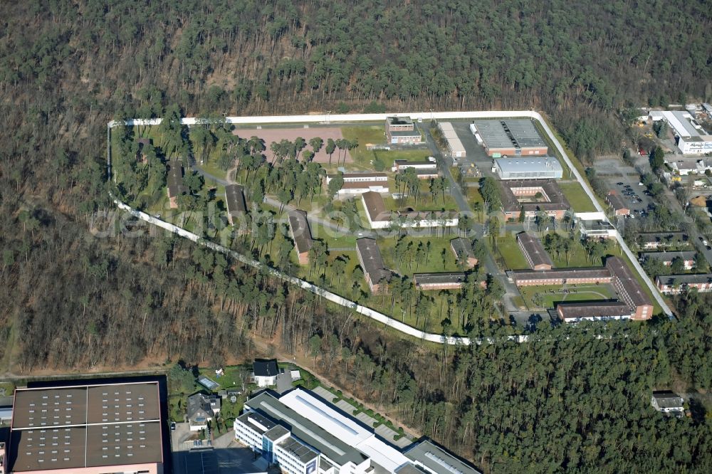 Darmstadt from the bird's eye view: Prison grounds and high security fence Prison in Darmstadt in the state Hesse