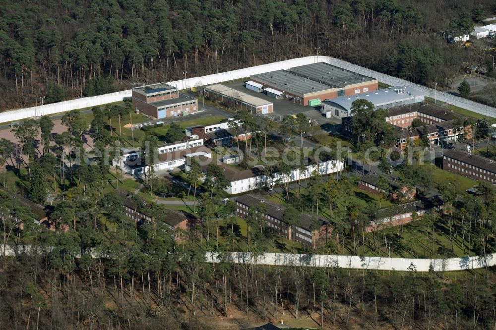 Aerial image Darmstadt - Prison grounds and high security fence Prison in Darmstadt in the state Hesse