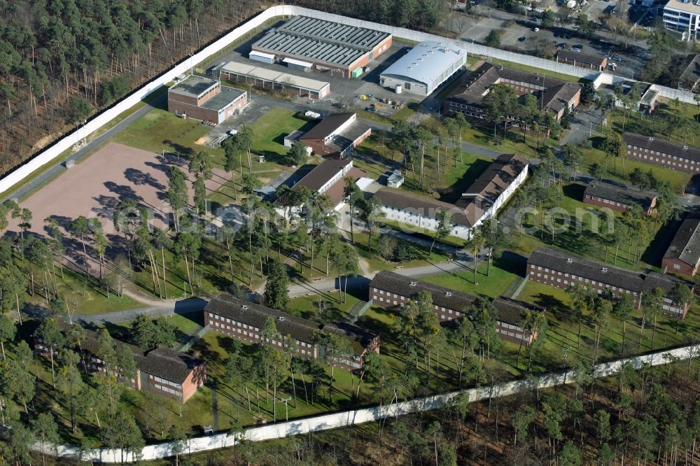 Aerial image Darmstadt - Prison grounds and high security fence Prison in Darmstadt in the state Hesse