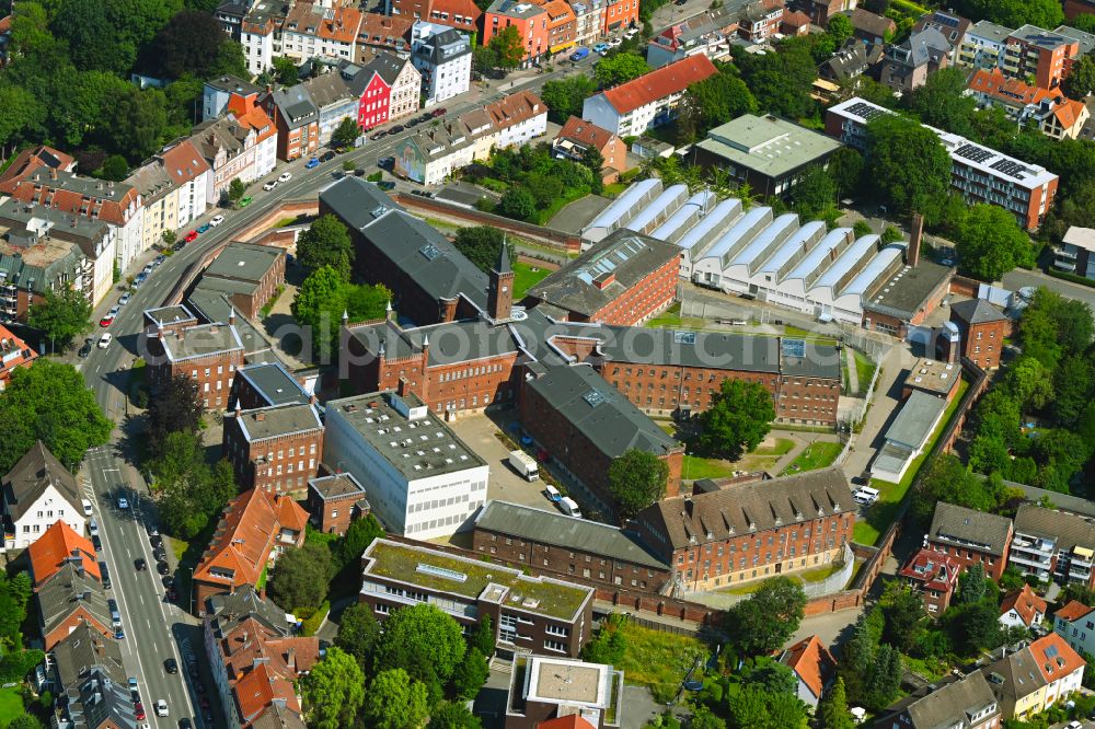 Münster from above - Prison grounds and high security fence Prison on Gartenstrasse in Muenster in the state North Rhine-Westphalia, Germany