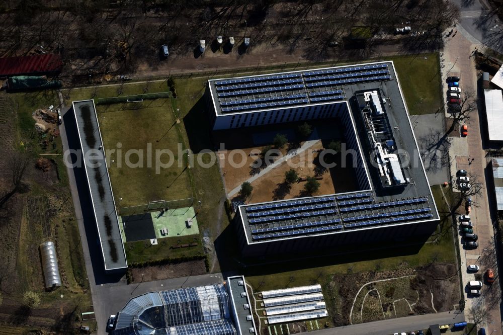 Berlin from above - Prison grounds Justizvollzugsanstalt Dueppel on Robert-von-Ostertag-Strasse in the district Zehlendorf in Berlin