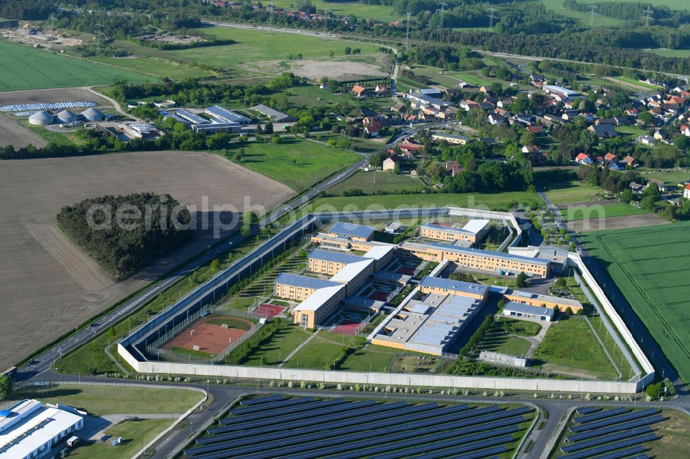 Luckau from the bird's eye view: Prison grounds and high security fence Prison Luckau-Duben on Lehmkietenweg in the district Duben in Luckau in the state Brandenburg