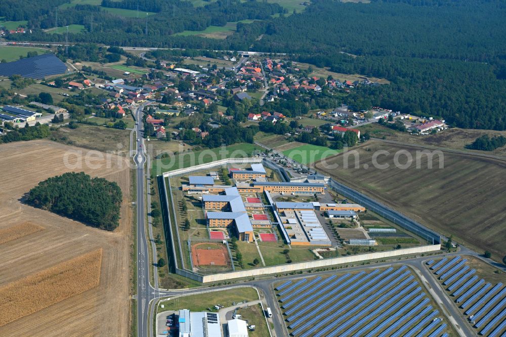 Luckau from the bird's eye view: Prison grounds and high security fence Prison Luckau-Duben on Lehmkietenweg in the district Duben in Luckau in the state Brandenburg