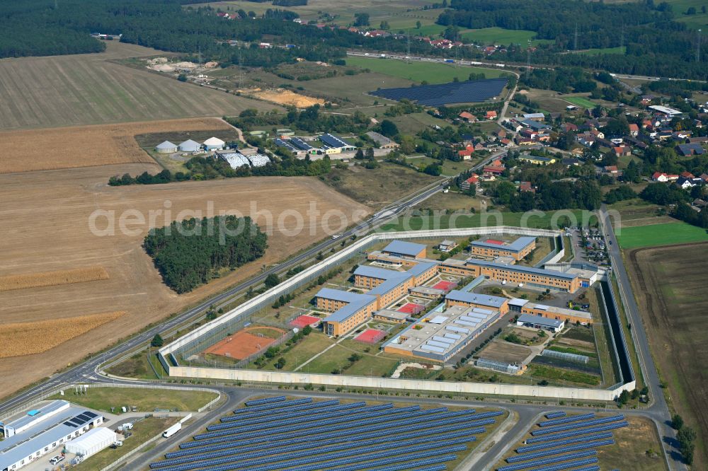 Aerial photograph Luckau - Prison grounds and high security fence Prison Luckau-Duben on Lehmkietenweg in the district Duben in Luckau in the state Brandenburg