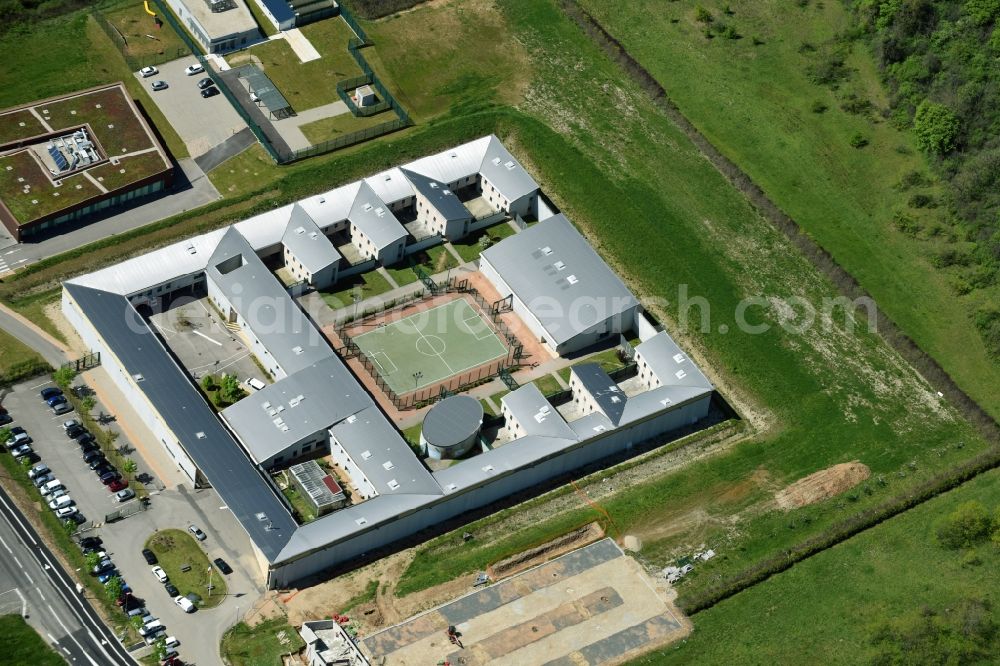 Meyzieu from the bird's eye view: Prison grounds and high security fence Prison in Meyzieu in Auvergne Rhone-Alpes, France