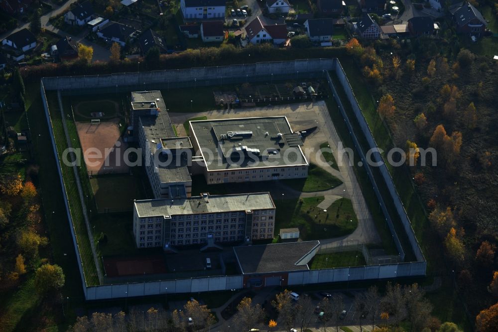 Neubrandenburg from above - Grounds of the prison JVA Neubrandenburg in Mecklenburg - Western Pomerania