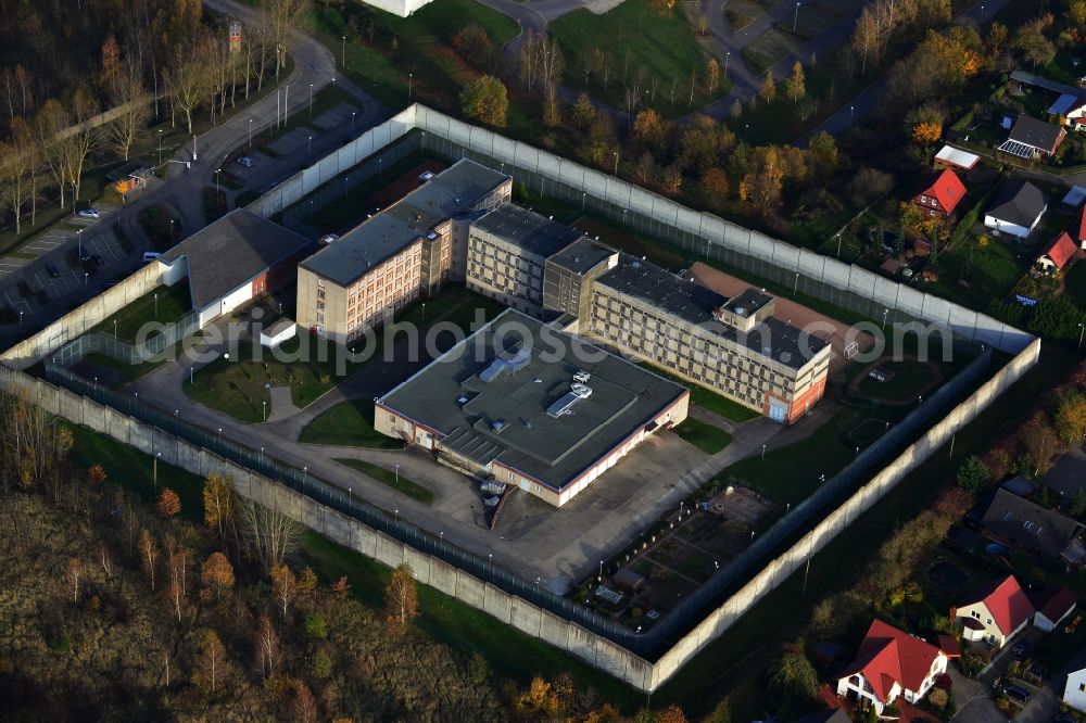 Aerial image Neubrandenburg - Grounds of the prison JVA Neubrandenburg in Mecklenburg - Western Pomerania