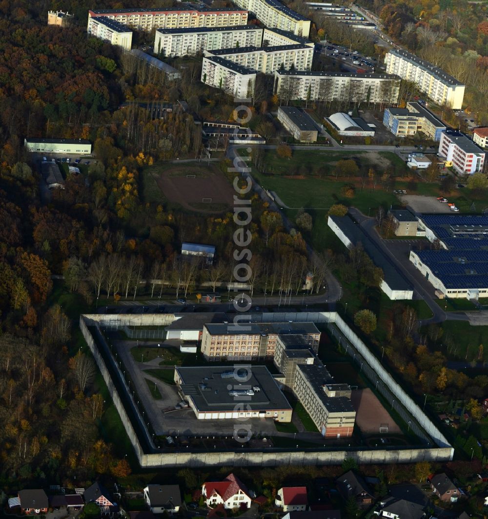 Neubrandenburg from above - Grounds of the prison JVA Neubrandenburg in Mecklenburg - Western Pomerania
