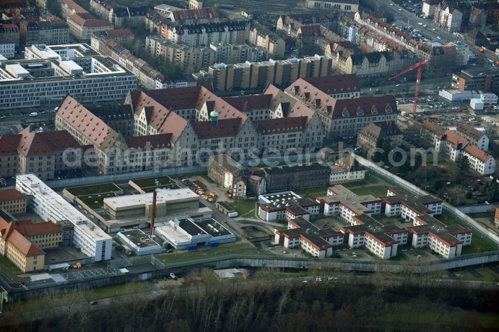 Aerial photograph Nürnberg - Prison grounds and high security fence Prison in Nuremberg in the state Bavaria