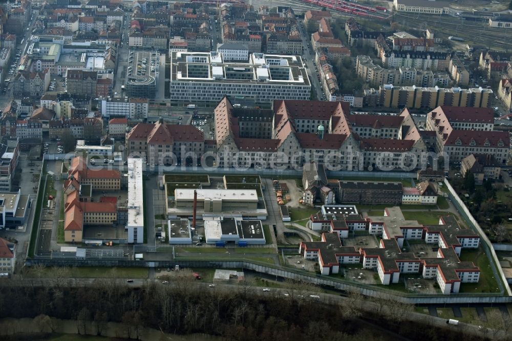 Nürnberg from the bird's eye view: Prison grounds and high security fence Prison in Nuremberg in the state Bavaria