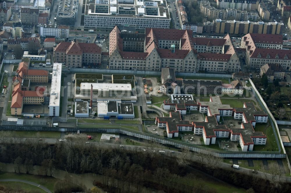 Aerial image Nürnberg - Prison grounds and high security fence Prison in Nuremberg in the state Bavaria